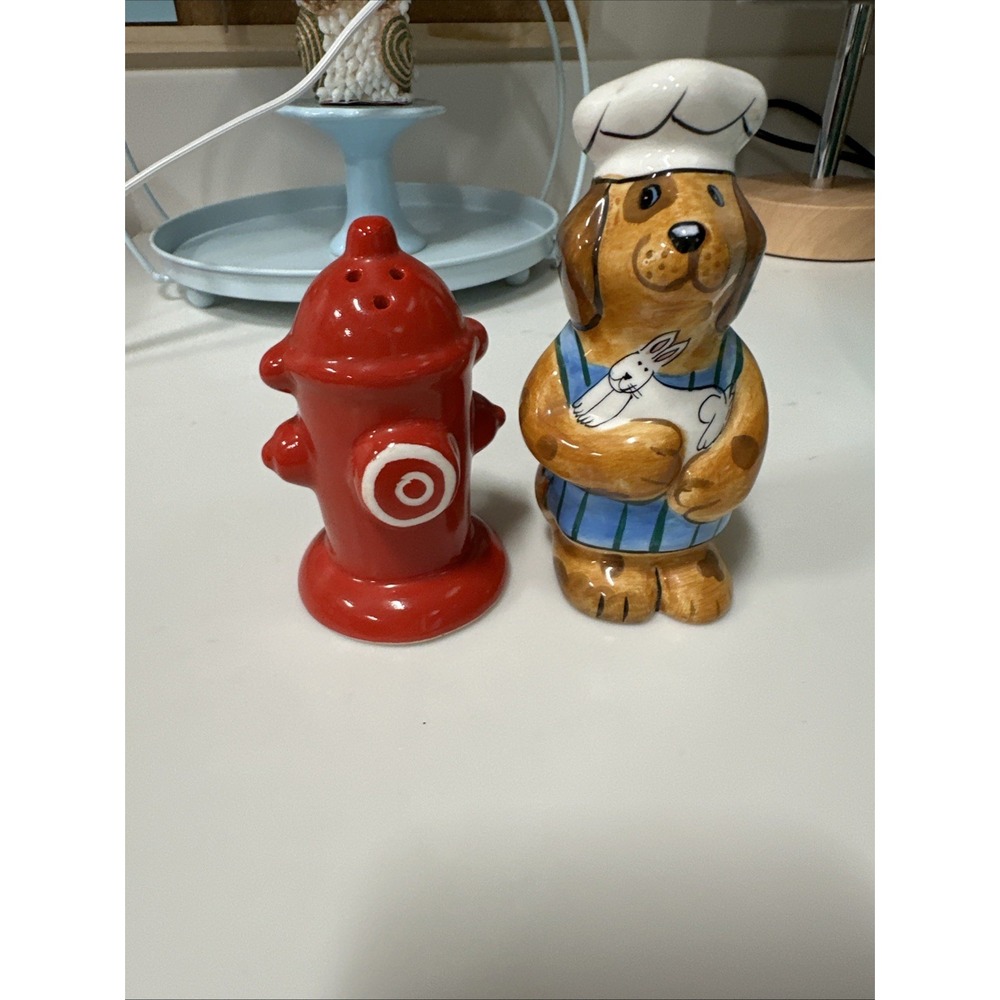 Dog Chef And Fire‎ Hydrant Salt And Pepper Shakers